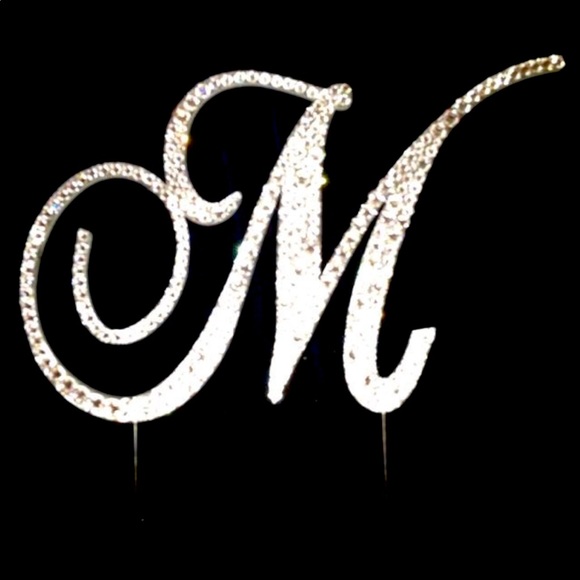 Swarovski crystal monogram Cake topper letter M - Picture 4 of 4